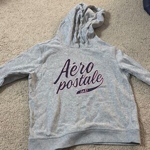 Aeropostale Light Gray Hoodie with Purple Logo